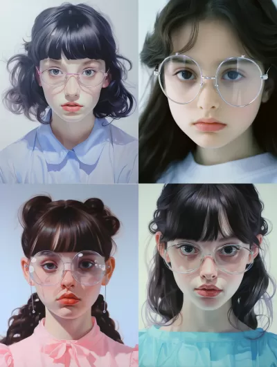 可愛的小女孩戴著眼鏡