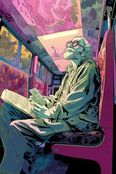 幻境列車中寧靜的巫師閱讀報紙