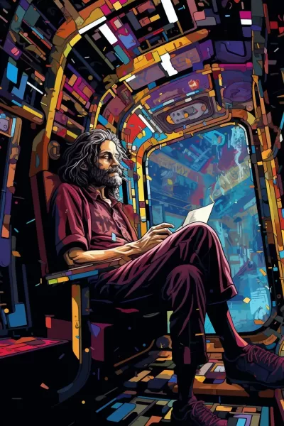 幻境列車中寧靜的巫師閱讀報紙