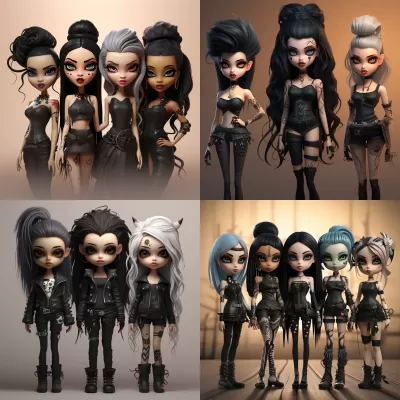 真實的Bratz風格哥特女孩卡通形象