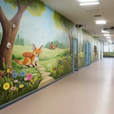 童畫園廊道，色彩豐富，自然動物共舞