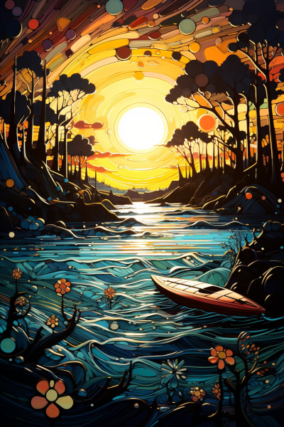 未來科幻海岸景觀，星星旋轉時間流，浪花涌動白沫