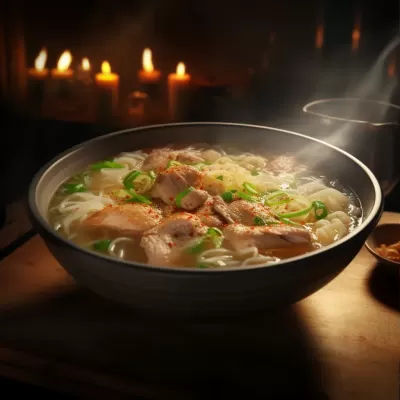 美味熱騰騰的雞肉面，背光閃耀真實(shí)細(xì)膩，4K HDR，讓人垂涎欲滴。