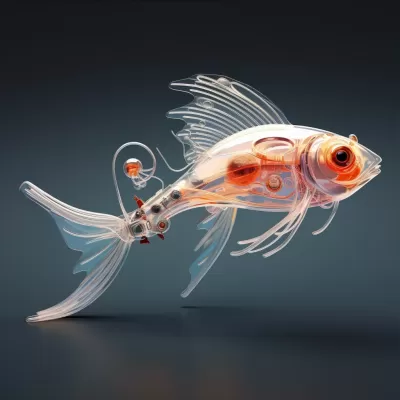 翅膀上有眼的魚，側(cè)視圖，Nixie管，纖細(xì)形態(tài)，4K高細(xì)節(jié)。