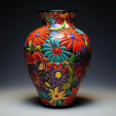 “艷麗花卉繪飾的精美陶瓷花瓶，流露濃郁藝術氣息?！? style=