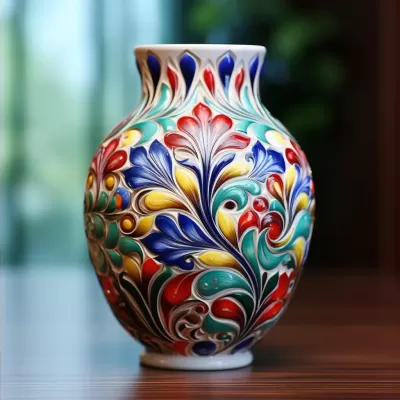 艷麗花卉繪畫的精美陶瓷花瓶，展現濃郁藝術氣息。