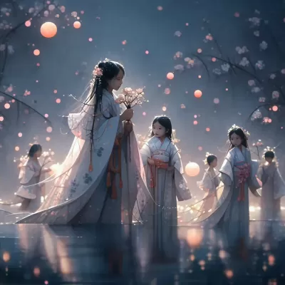 湖畔中的拉丁美洲原住民女性