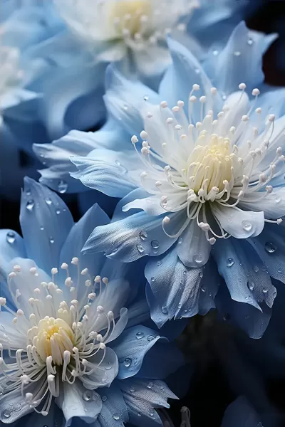 藍(lán)白柱狀花蕊，高清宏觀攝影