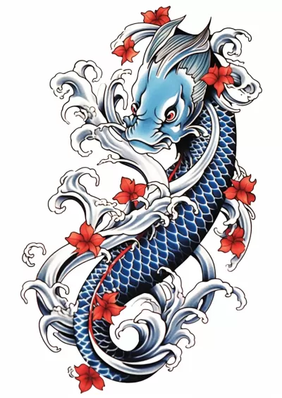 傳統日本刺青紋身設計，全長矢量T恤設計，線條銳利，對比度高，八種顏色，白色背景，8k。