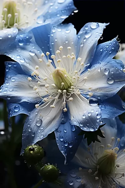 藍(lán)白柱狀花蕊，高清宏觀攝影