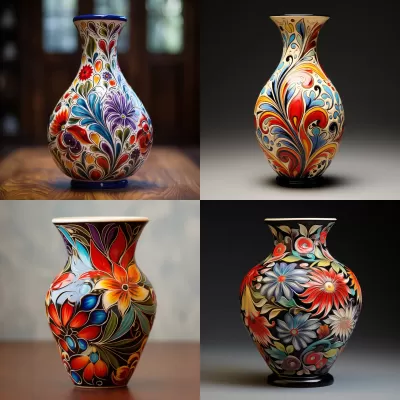 花景陶藝瓶：絢麗花卉繪，藝術(shù)風(fēng)味濃郁