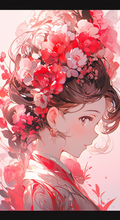 花發(fā)女子，藝術(shù)之美