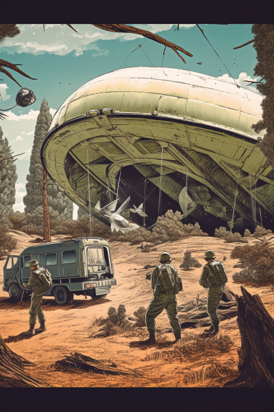 太陽下的秘密：破碎的UFO，軍方突擊隊員接近深林中的墜毀現場