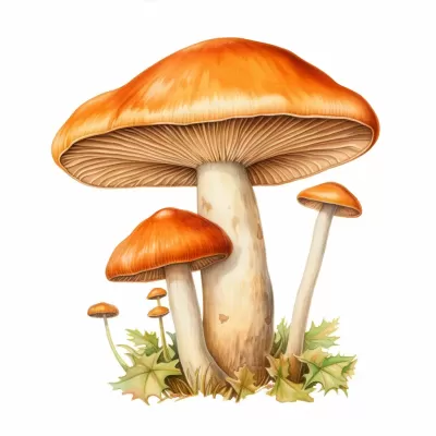 橙色蘑菇：水彩素描的植物目錄珍品