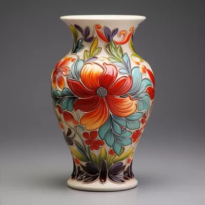 花韻絢爛，瓷藝精湛，彩繪花鳥瓶。