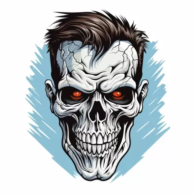 簡約向量藝術—白底弗蘭肯斯坦骷髏