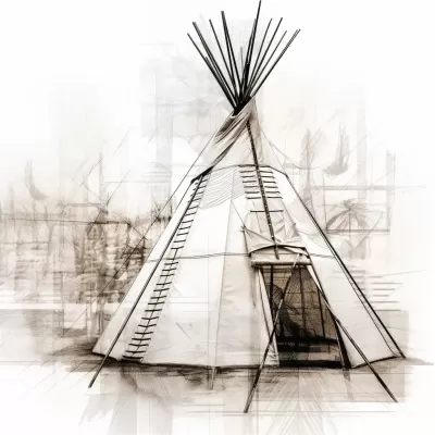 新墨西哥的白色背景上的抽象線條圖中的Tipi