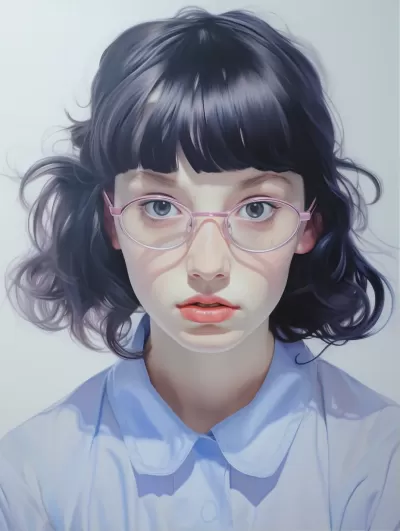 可愛的小女孩戴著眼鏡