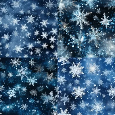 寒梅銀雪，數碼紙上的藍銀雪花，高清景觀