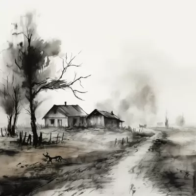 《墨色山水，深度幻影》：新表達(dá)主義風(fēng)，16K HDR，呈現(xiàn)個(gè)性的景觀畫。