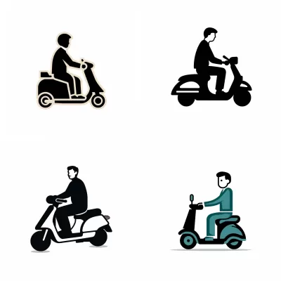 男子騎著滑板車拿著衛生紙的簡單象形圖。
