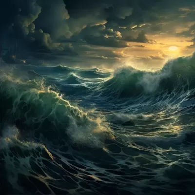 浩渺海洋，狂濤洶涌，時光合成，藝術魔法，8K高清，宏偉浩瀚