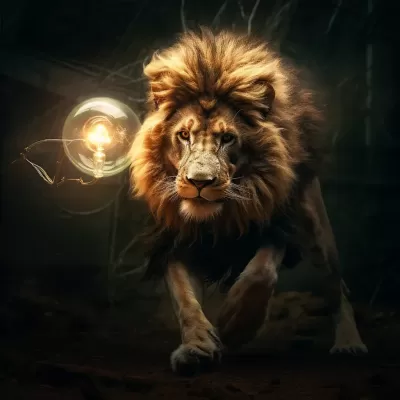 獅子翅膀燈泡，原始主義攝影，高清分辨率的圖片