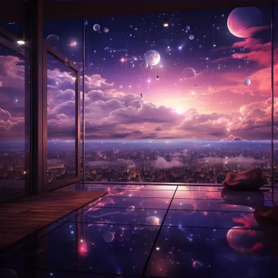 星云間的玻璃建筑：粉紫色的玫瑰在自然光中綻放
