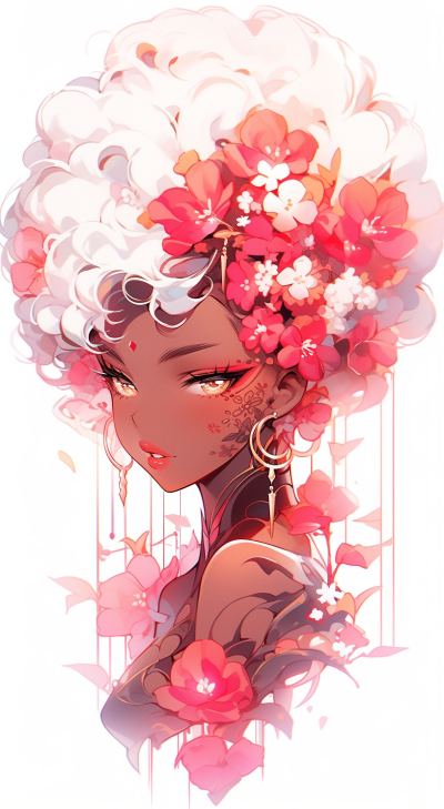 花發(fā)女子，藝術(shù)之美