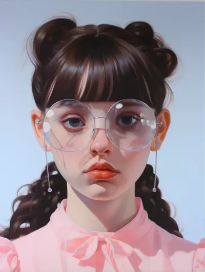 可愛的小女孩戴著眼鏡