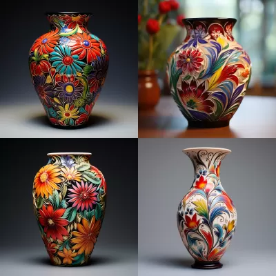 “艷麗花卉繪飾的精美陶瓷花瓶，流露濃郁藝術氣息?！? style=