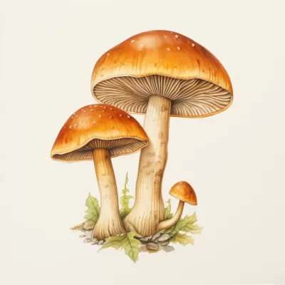 橙色蘑菇：水彩素描的植物目錄珍品