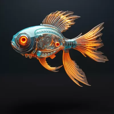 翅膀上有眼的魚，側(cè)視圖，Nixie管，纖細(xì)形態(tài)，4K高細(xì)節(jié)。