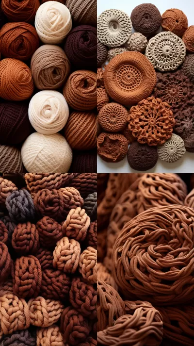 棕色鉤針毛線手工編織作品