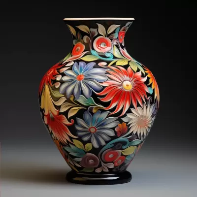花景陶藝瓶：絢麗花卉繪，藝術(shù)風(fēng)味濃郁