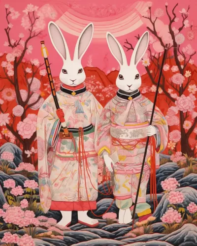 兔俠武俠 - 華麗的兔子主題動漫插圖