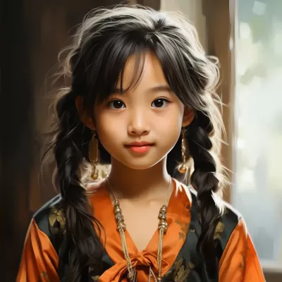 可愛亞洲女孩，簡單細節