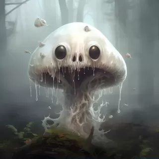 诡异蘑菇：一张带有鬼脸的蘑菇照片