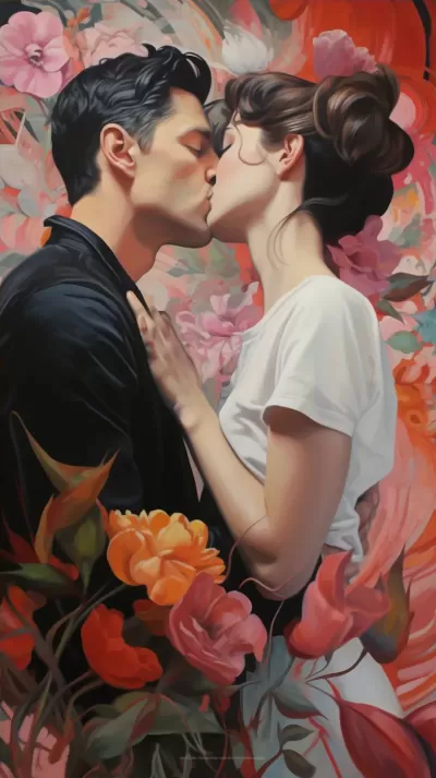 一對(duì)情侶正在熱烈地親吻
