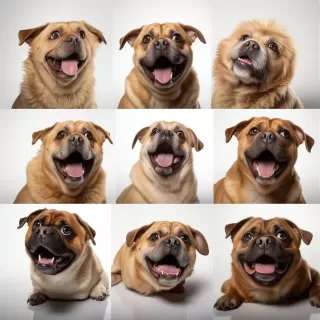 九张图，一只肥狗的表情世界：喜悦、恐惧、愤怒、厌恶、感激、悲伤、惊讶与羞涩