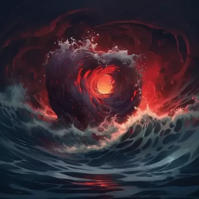 一個紅色心形的波浪