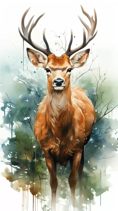 白底自然主義風(fēng)格的4K鹿形黑白簡(jiǎn)約插畫(huà)