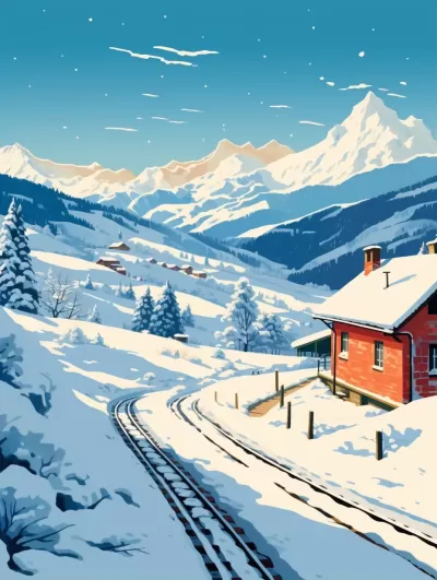 冬日繪境：Tatsuro Kiuchi風格描繪的雪山世界