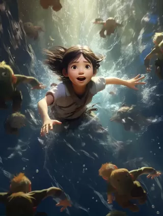中国古代溺水惨剧，孩子们的恐慌与恐惧 - 高清4K超清晰画质