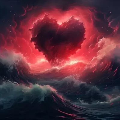 一個紅色心形的波浪