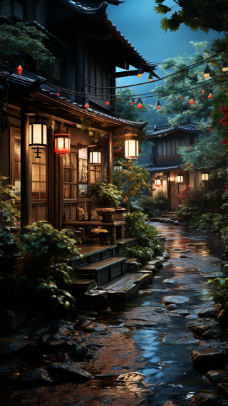 一個夜晚的日本家庭場景