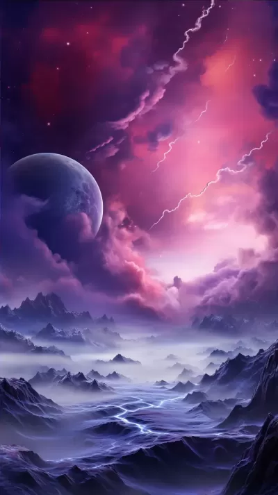 紫色星云，星系和無盡星辰，引人入勝的外星行星全景。