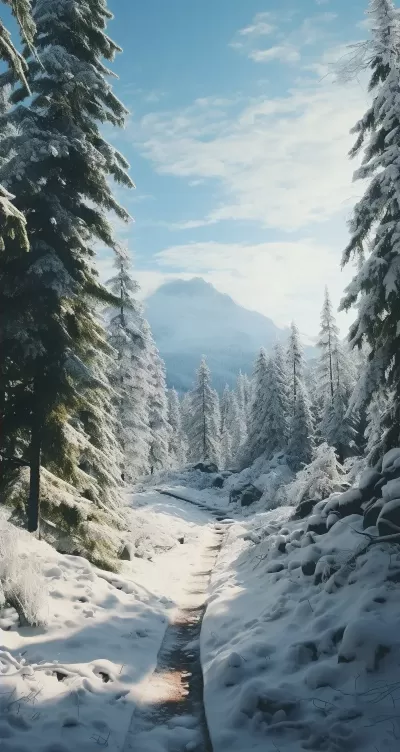 雪域林間尋徑，山巒美景盡收眼底