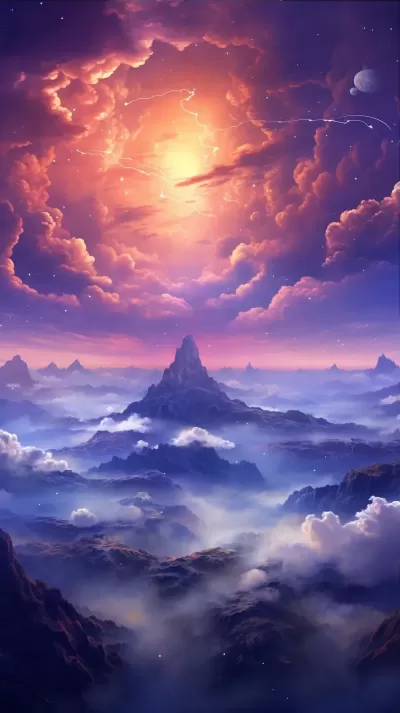 紫色星云，星系和無盡星辰，引人入勝的外星行星全景。
