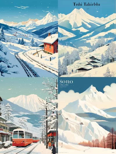 冬日繪境：Tatsuro Kiuchi風格描繪的雪山世界
